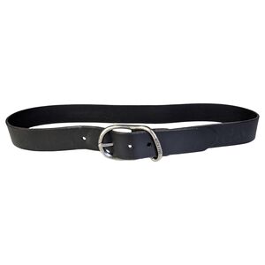Buckaroo Jeans Black Leather Western Belt Silver Buckle | Fits 35"–39" Waists